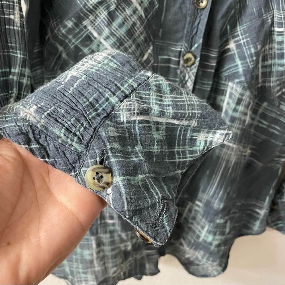 FREE PEOPLE Blue and Turquoise Button Down Blouse - Picture 3 of 6